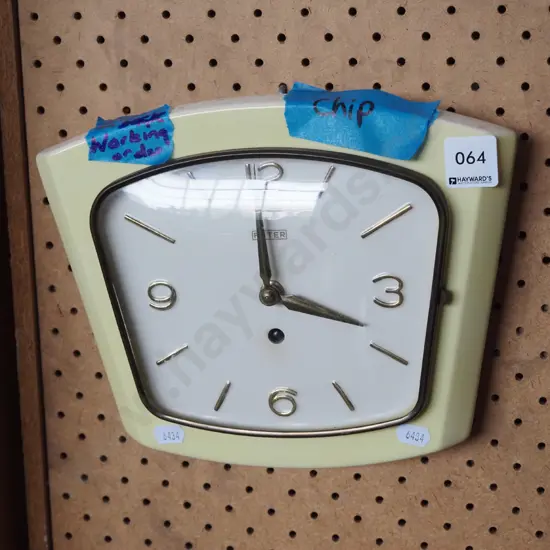 retro Peter ceramic wall clock - working - chip to back