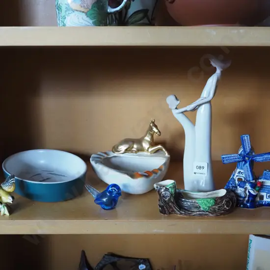 figurines, ashtray, vases, Denby baking dish H260