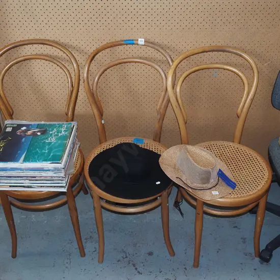 3x bentwood and rattan dining chairs