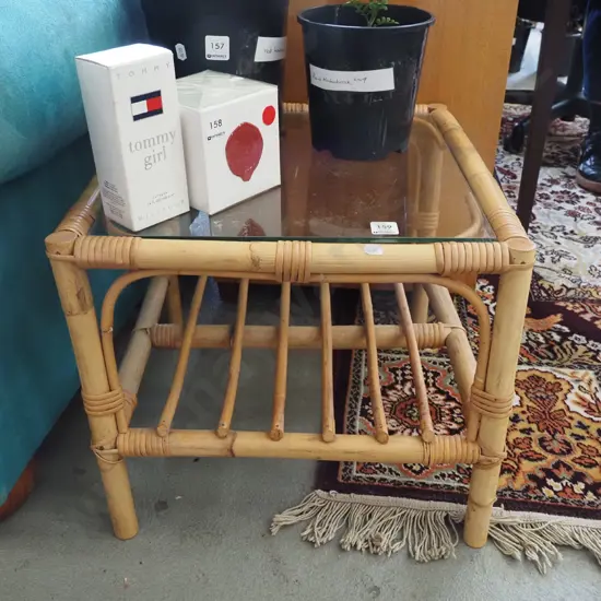 bamboo glass top end table