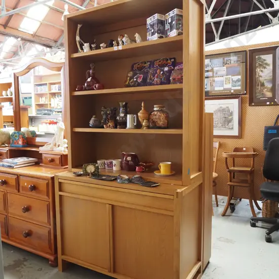 oak and mdf 2 door 1 drawer wall unit - very good condition H2000 W1020 D480