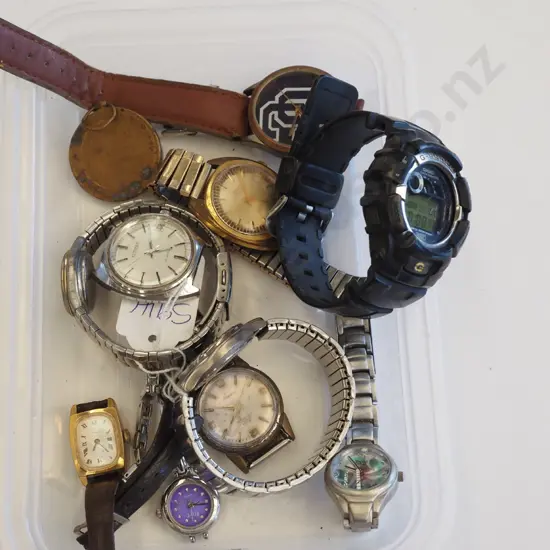 tray of wristwatches
