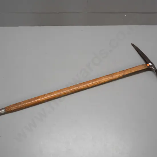 vintage ice axe - marked Made in Austria, maker O. Coberger and "Arthur's Pass" - tip sleeve has impressed "D. Kiddey"