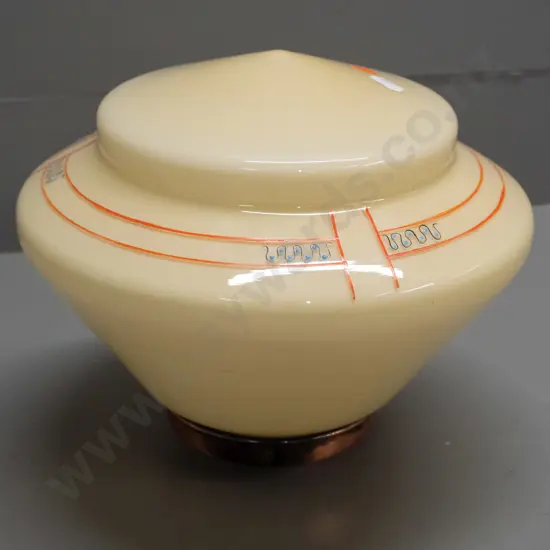 art deco ceiling light shade with enamel decoration and copper journal H-230 Diameter 270