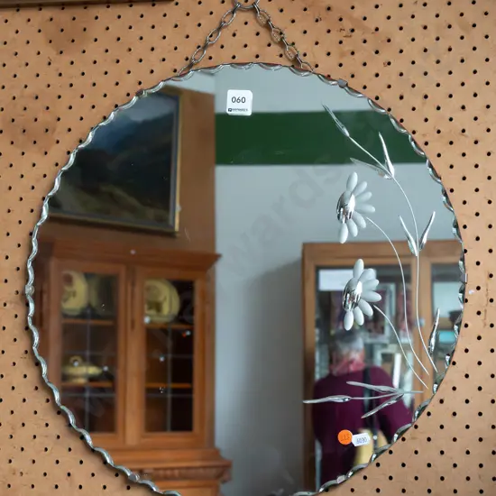 retro scalloped edge circular wall mirror Diam460