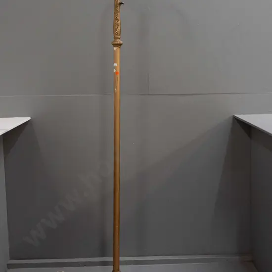 restorer's vintage nouveau style cast metal standard lamp base with foliate base and swan-neck top, cast foliate