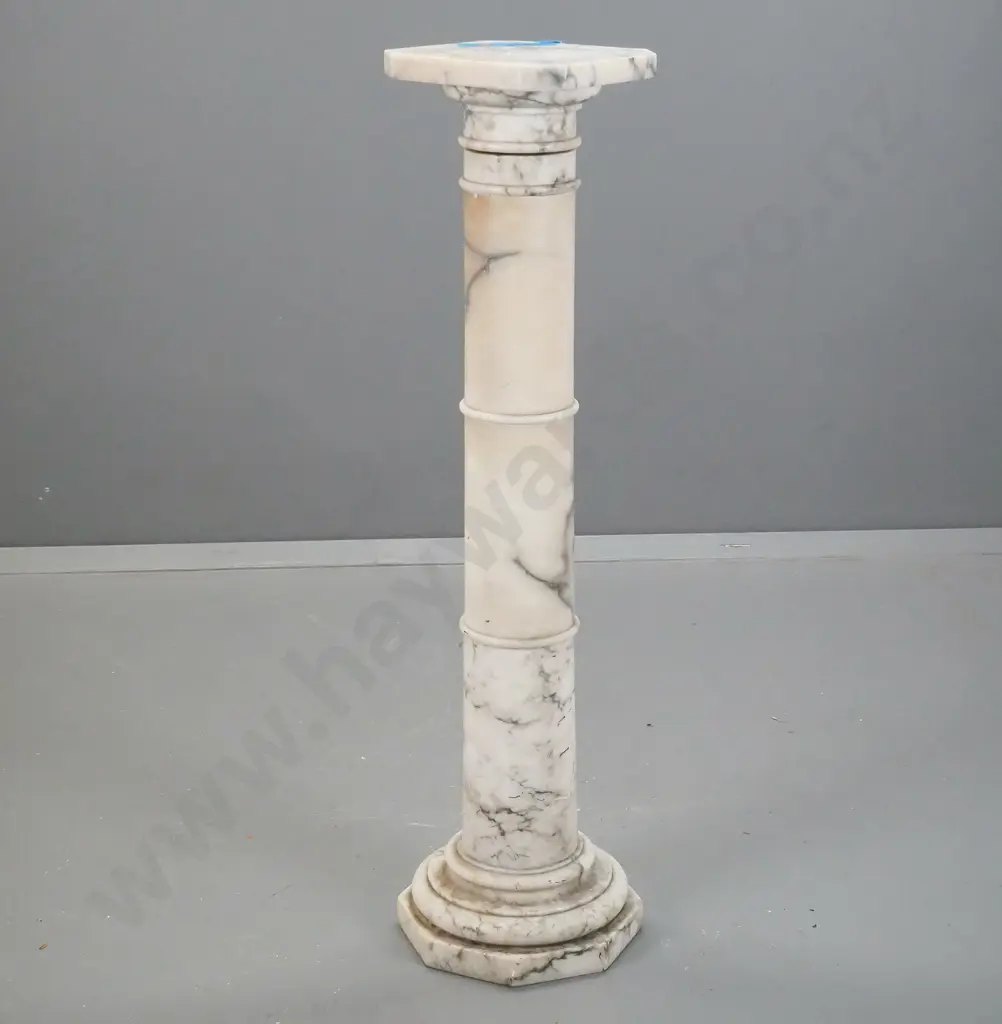 grey marble 3-section column / plinth with octagonal base, square top - scratching, sections not fixed in place, not all Image 1++