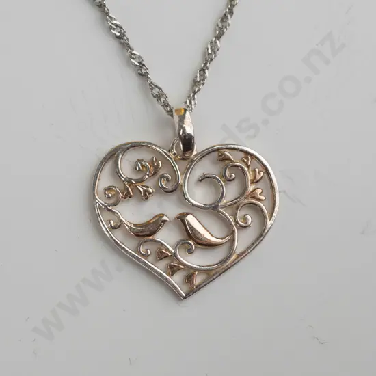 silver heart necklace stamped 925