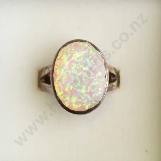 opal sterling silver ring  - size O.5