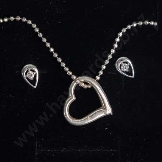 cz and sterling silver earring and necklace set