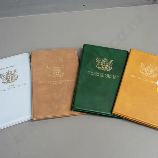 4x NZ coin collector sets: 1985 1986 1987 1988