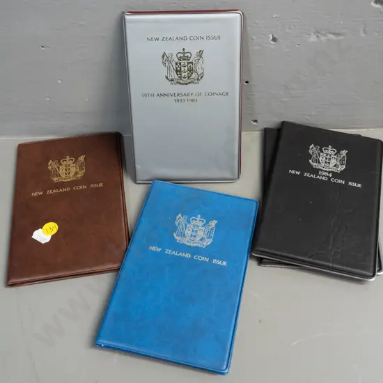 4x NZ coin collector sets: 1981 1982 1983 1984 w/extra 1984 case