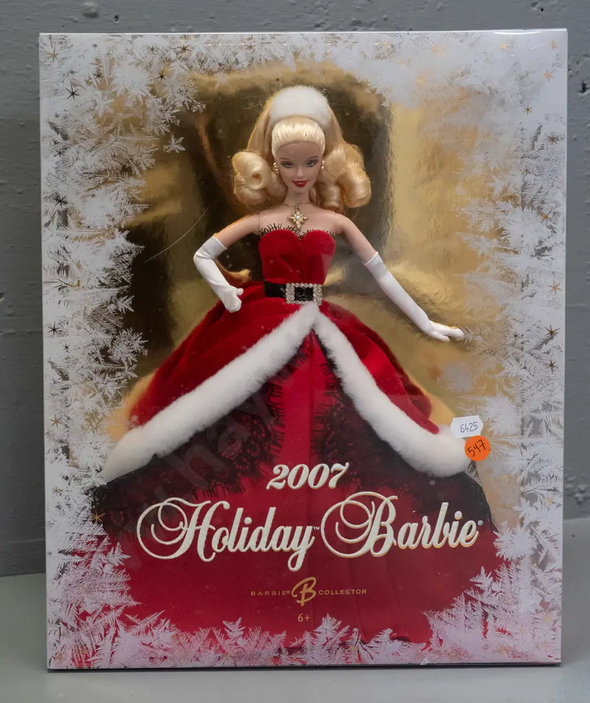 2007 Holiday Barbie in original packaging - some tape residue to plastic box Image 1++