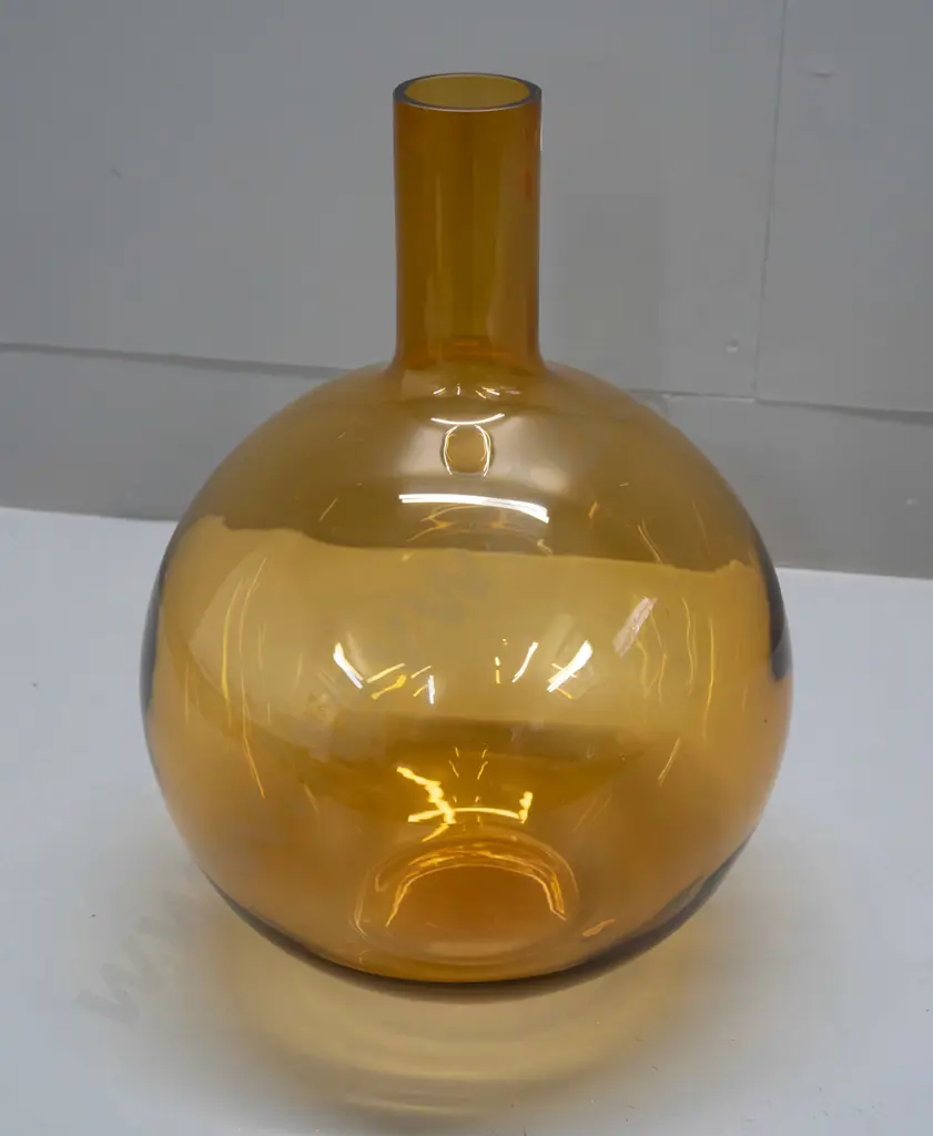 large amber glass globe-shaped bottle vase H-400 D-240 Image 1++