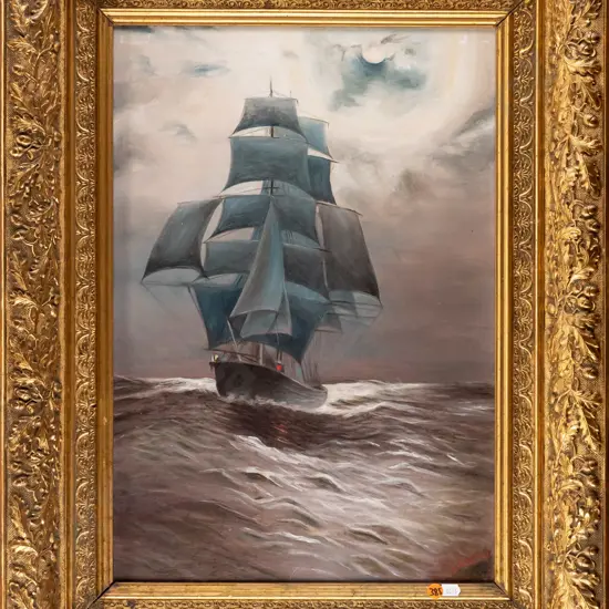 D Carter - framed oil on board - Sailing Ship H490 W330