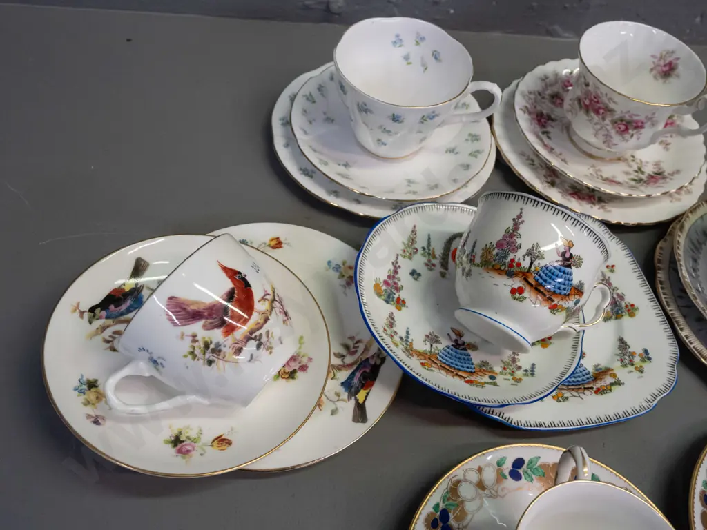 2 Shelley cups & saucers and 5 trios - Royal Albert and one Royal Doulton Image 1++