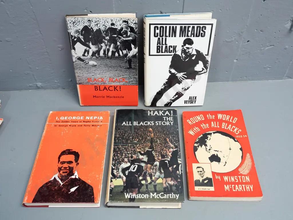 5 rugby books - All Blacks, George Nepia, Colin Meads, etc. - some wear, see photos for condition Image 1++