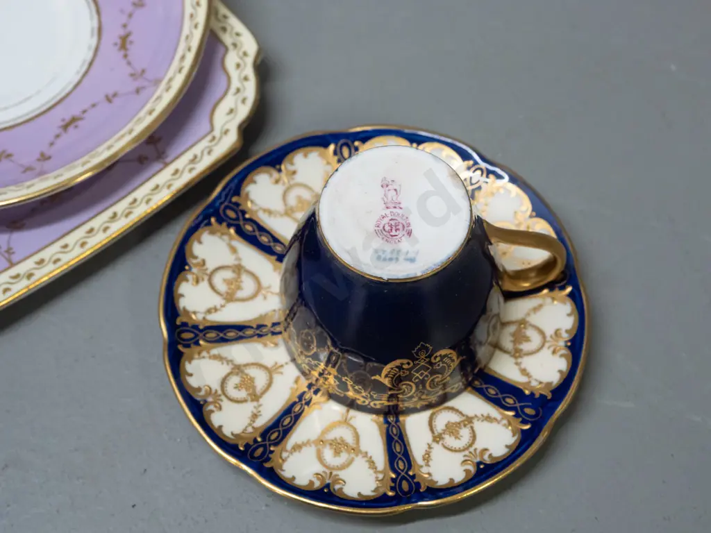 2 trios and 2 cups & saucers - Royal Doulton floral cup & saucer cup signed E. Wood, Aynlsey, Balmoral and small Image 1++