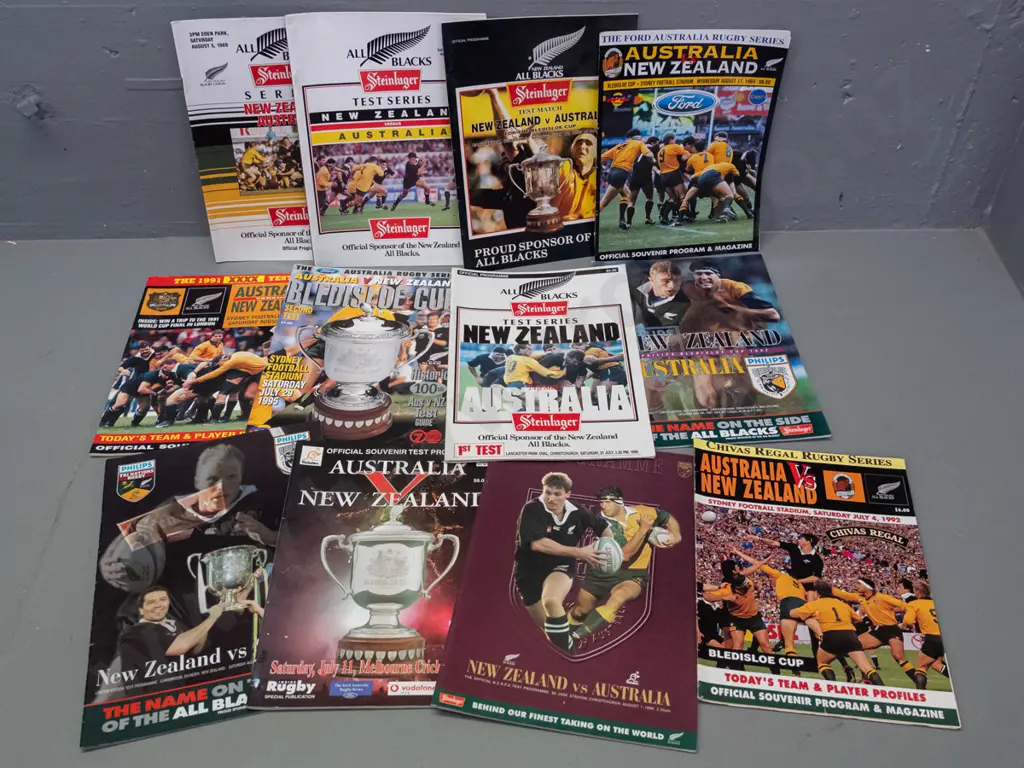 12 assorted rugby publications - NZ versus Australia, mostly 1990s Image 1++