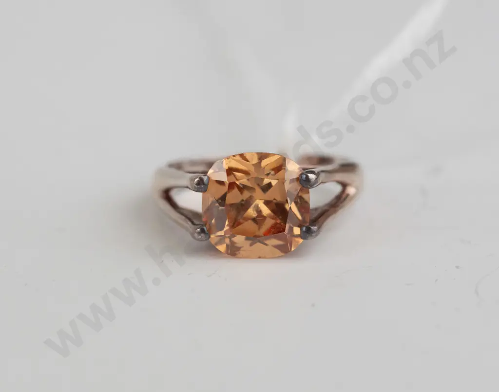 sterling silver orange stone ring size N.5 Image 1++