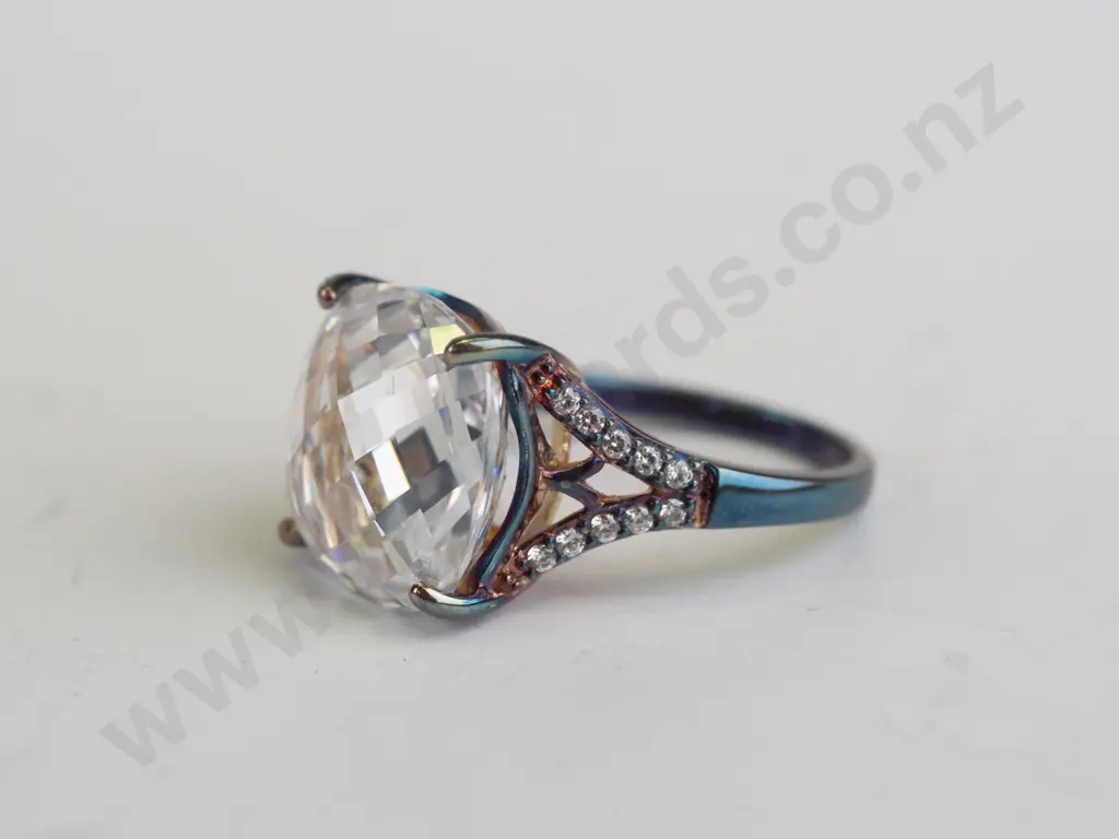 cz sterling silver ring - size P.5 Image 1++