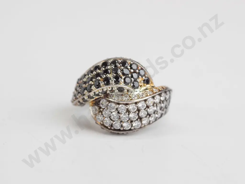 cz and garnet? sterling silver ring - size P.5 Image 1++