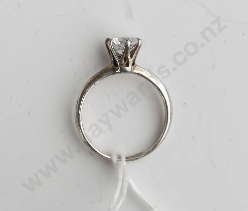sterling silver solitaire white stone ring Image 1++