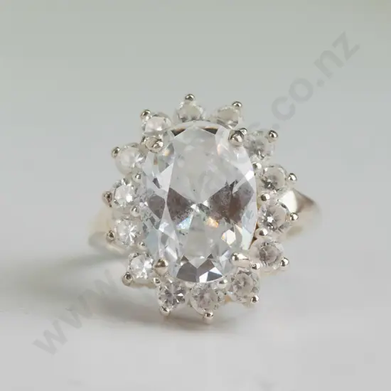 cz sterling silver ring - size P.5