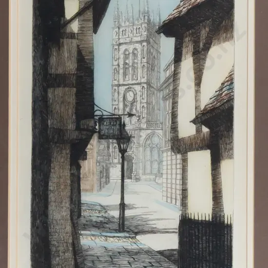 framed etching "Saint Mary's Warwick" H250 W150