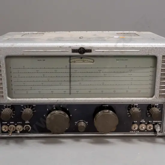 1950s vintage Eddystone heavy duty English radio receiver Model 888 - some corrosion and paint loss to case, untested.