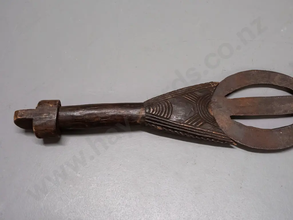 ceremonial short sword with wood handle, Kuba people, Democratic Republic of Congo - some corrosion to blade L-630 Image 1++