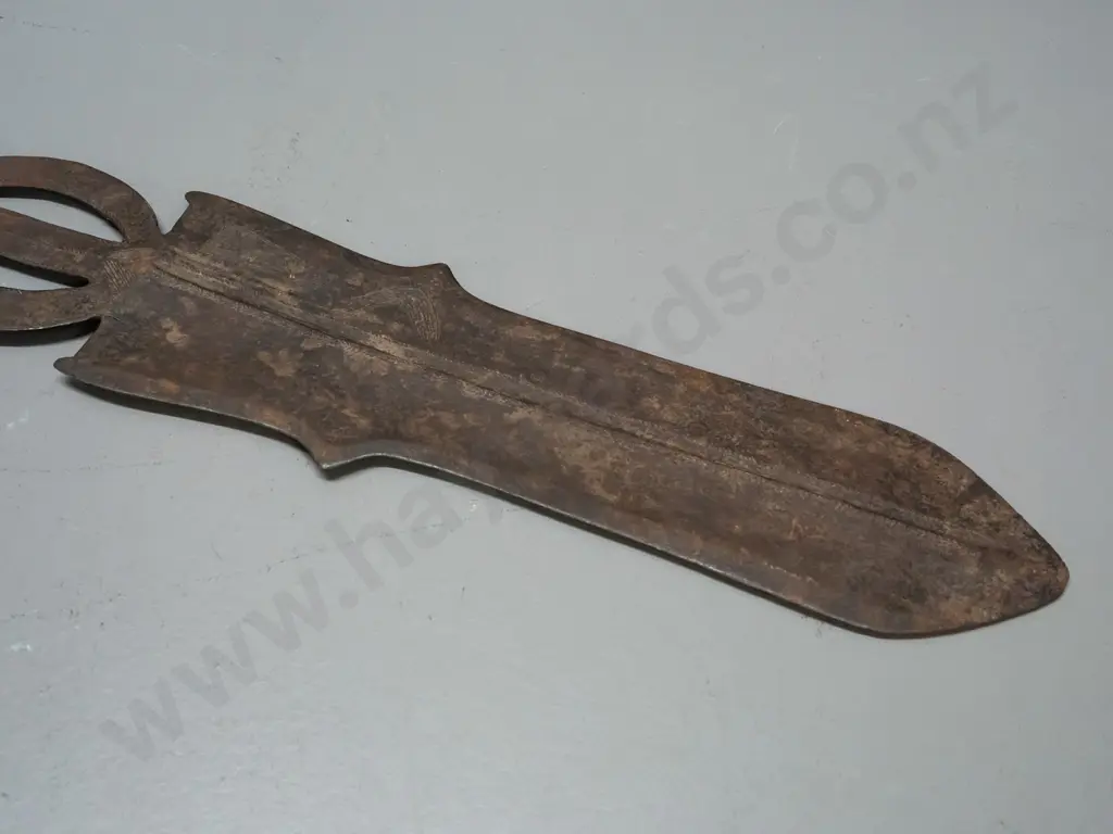 ceremonial short sword with wood handle, Kuba people, Democratic Republic of Congo - some corrosion to blade L-630 Image 1++