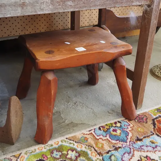 oak 4-legged low stool or foot rest