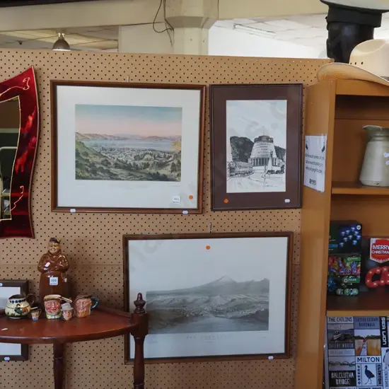 3x framed prints- Wellington, New Plymouth, Beehive