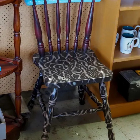 hand painted spindle back chair