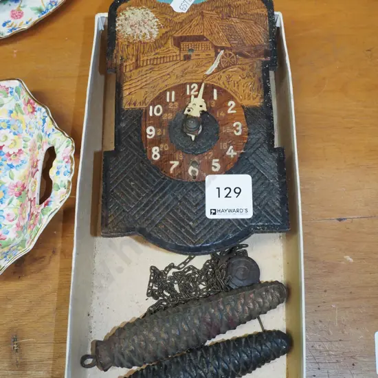 small pokerwork wooden wall clock