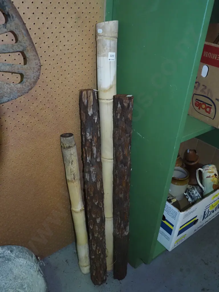 2x lengths of punga log, 2x lengths of bamboo - ideal for indoor plants Tallest L1010 Image 1++