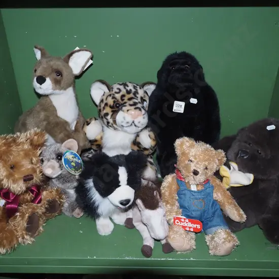 shelf of soft toys