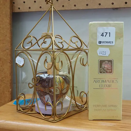 box; Aromatics Elixir perfume spray 45ml, Lolita Lempicka perfume in apple shaped bottle
