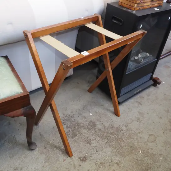 wooden luggage rack