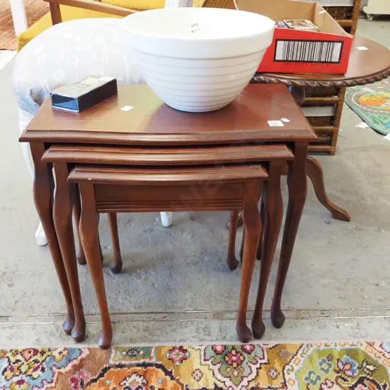 mdf mahogany nest of 3 tables