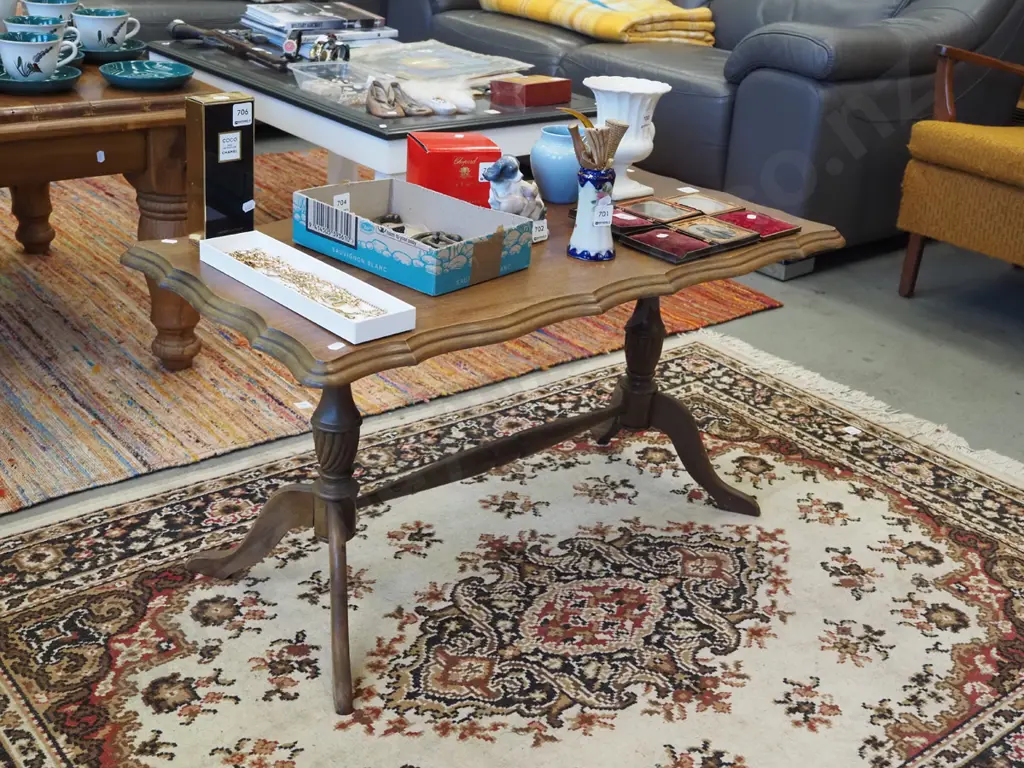 mahogany veneer refectory based coffee table Image 1++