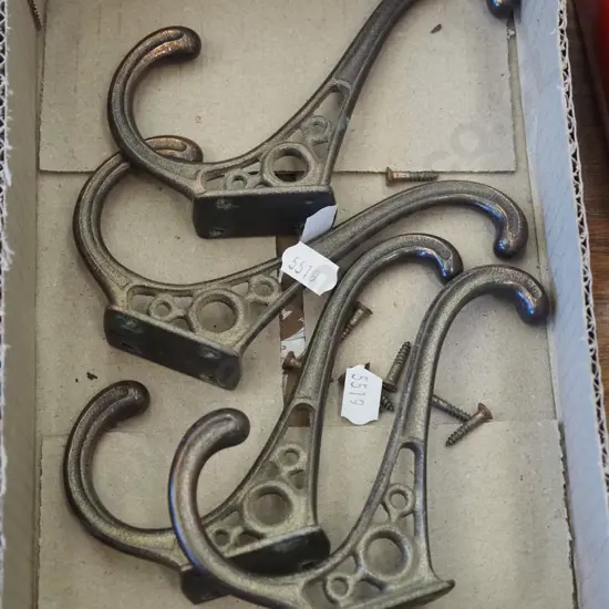 4x cast metal coat hooks