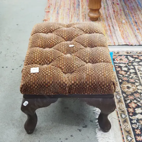 cab leg deep buttoned upholstered footstool