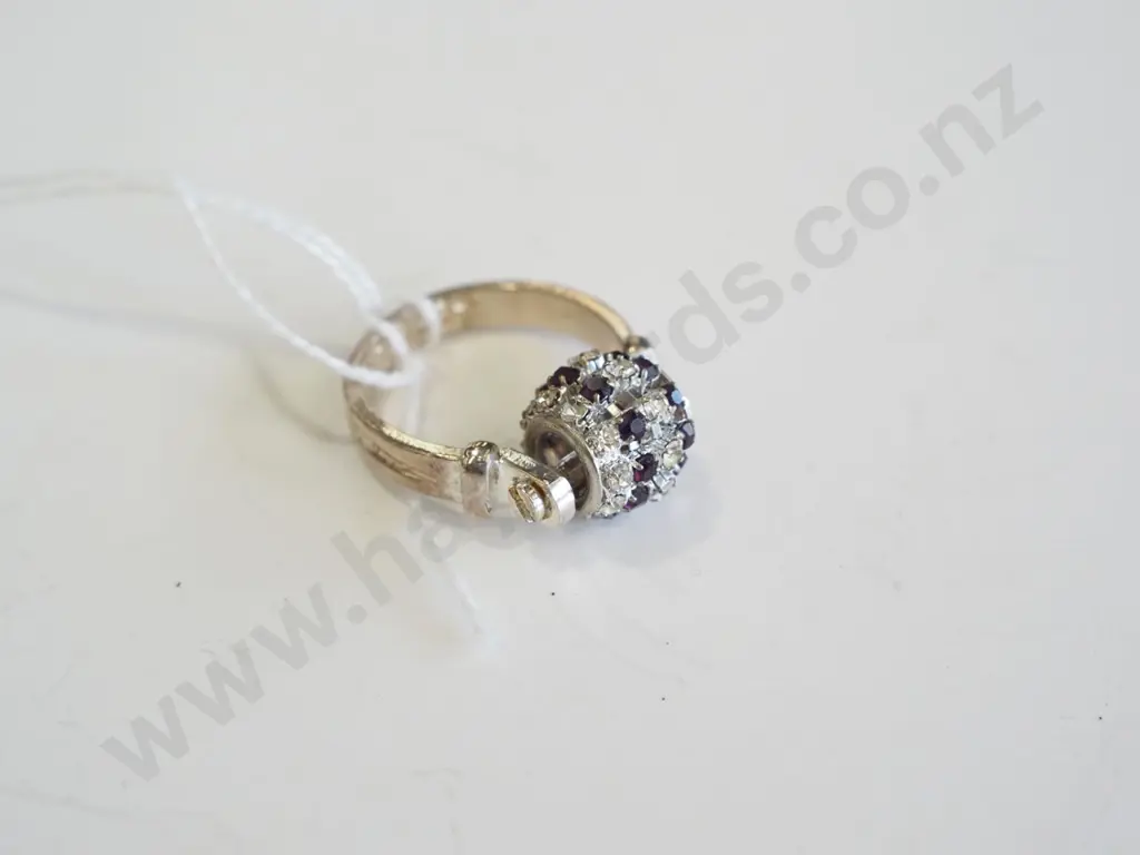 sterling silver ring with red and white stone bead Image 1++