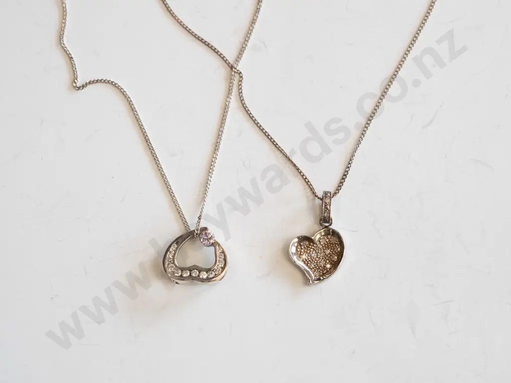 2x sterling silver heart necklaces Image 1++