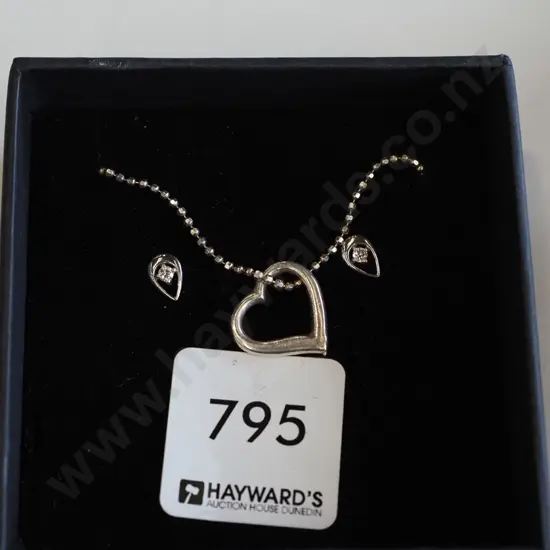 sterling silver heart necklace & earring set