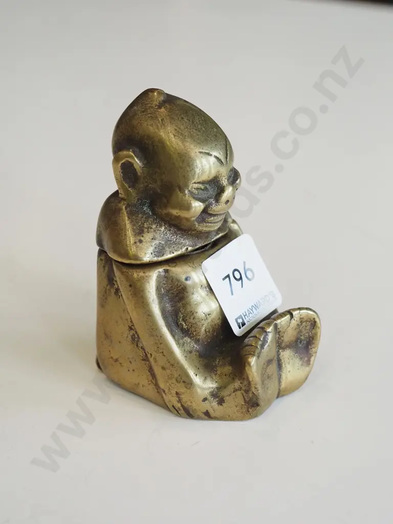 small brass figural ink well - missing parts Image 1++