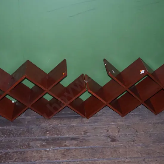 pair of unusual wooden shelves H380 W750