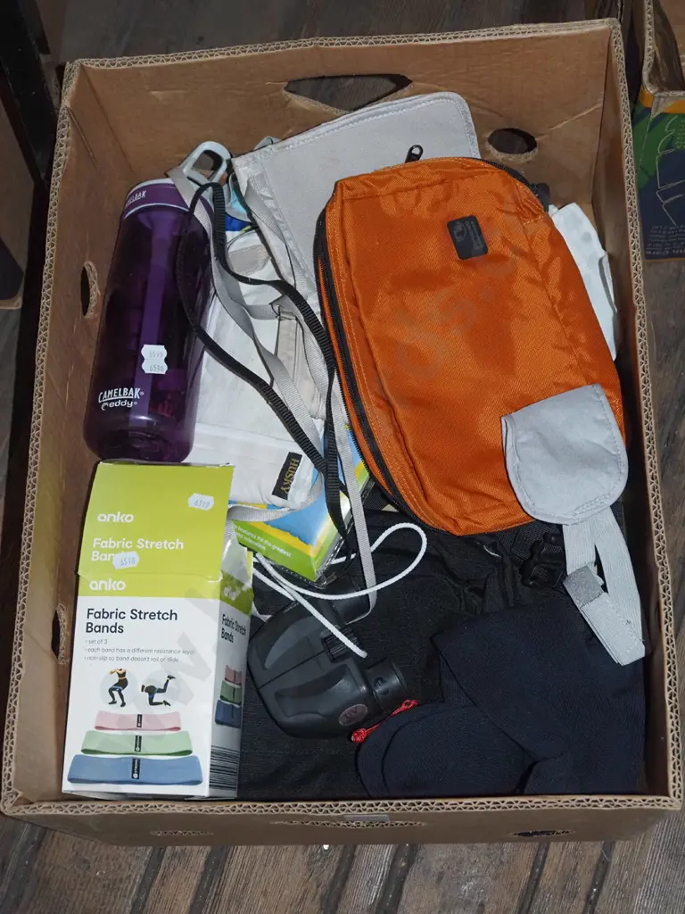 box; drink bottle, binoculars, various bags etc Image 1++